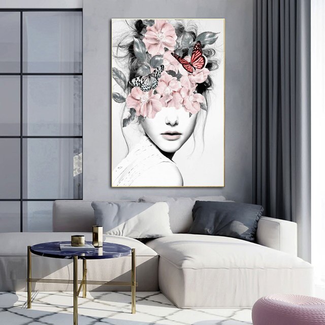 Plakat na płótnie z rysunkiem nordyckiego kwiatowego wzoru do dekoracji ściennej w salonie i sypialni - Wianko - 4