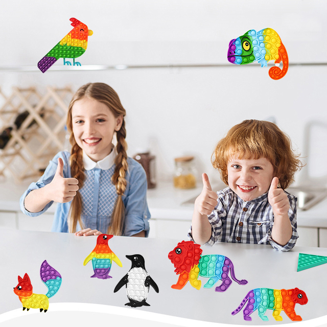 Zabawka antystresowa Push Bubble Pop dla dzieci i dorosłych - fidget zabawka silikonowa do zgniatania - prezent, gra, tęczowy wzór - Wianko - 11
