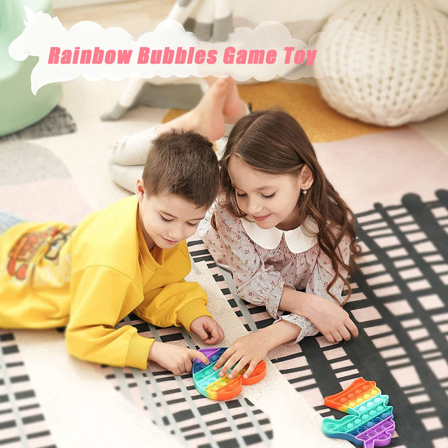 Zabawka antystresowa Push Bubble Pop dla dzieci i dorosłych - fidget zabawka silikonowa do zgniatania - prezent, gra, tęczowy wzór - Wianko - 10