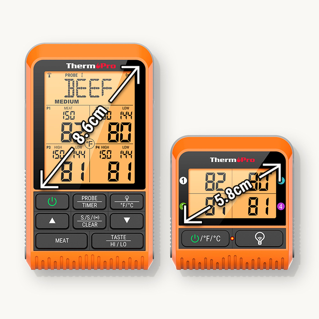 Bezprzewodowy kuchenny termometr ThermoPro TP829B 300M do mięsa z 4 sondami i podświetlaniem z timerem - Wianko - 9