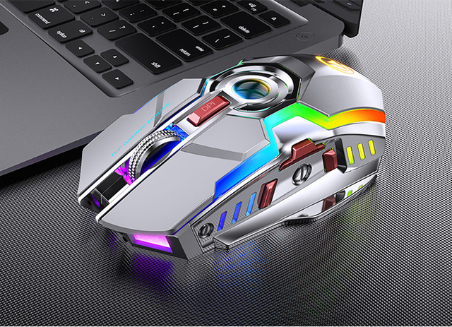 Bezprzewodowa mysz do gier z podświetleniem LED RGB, 2.4G, cicha, ergonomiczna, 1600DPI, 7 przycisków, optyczna, USB, dla PC i laptopa - Wianko - 14