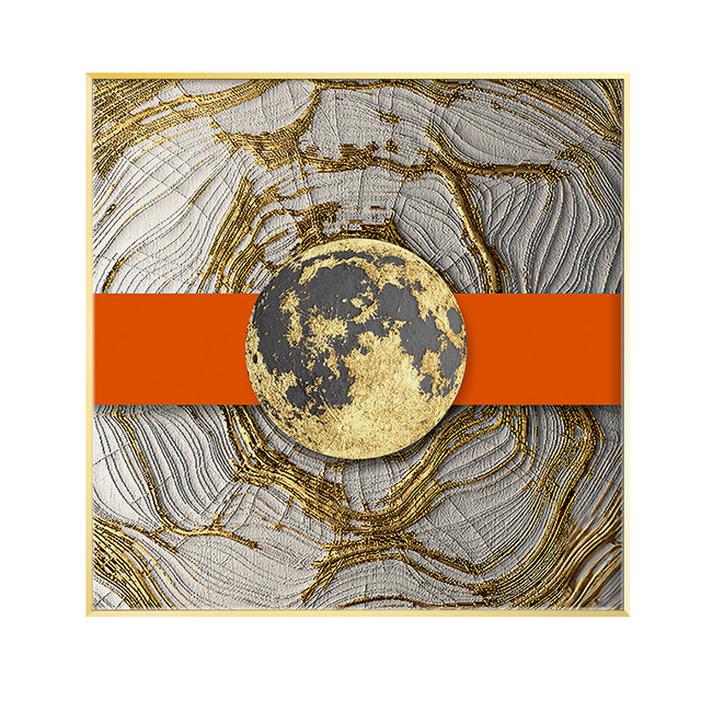 Złoty pomarańczowy czarny abstrakcyjny styl płótno malarstwo ścienne sztuka skandynawska do dekoracji salonu - Wianko - 4