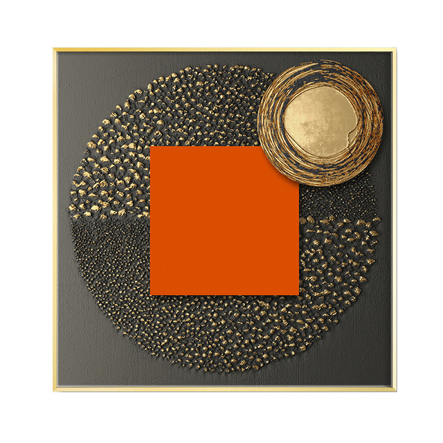 Złoty pomarańczowy czarny abstrakcyjny styl płótno malarstwo ścienne sztuka skandynawska do dekoracji salonu - Wianko - 3