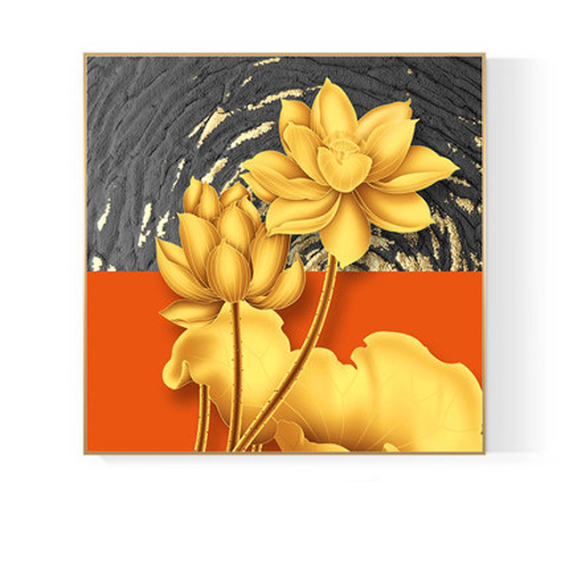 Złoty pomarańczowy czarny abstrakcyjny styl płótno malarstwo ścienne sztuka skandynawska do dekoracji salonu - Wianko - 6