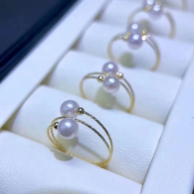 Pierścień damski z elastycznymi koralikami z podwójnymi okrągłymi perłami w złoceniu - biżuteria 2022 - Wianko - 6