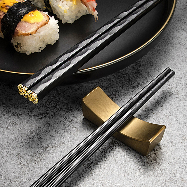 Zestaw 5 par japońskich pałeczek do sushi i chińskiego jedzenia - metalowe pałeczki wielokrotnego użytku - Wianko - 3