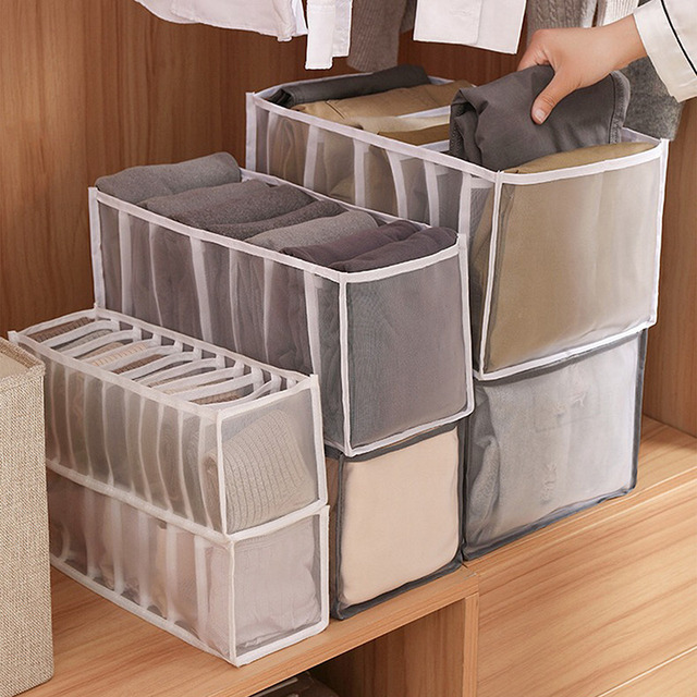 Dżinsowe pudełka do przechowywania bielizny i ubrań - organizator szufladowy z nylonowymi przegródkami - Wianko - 6