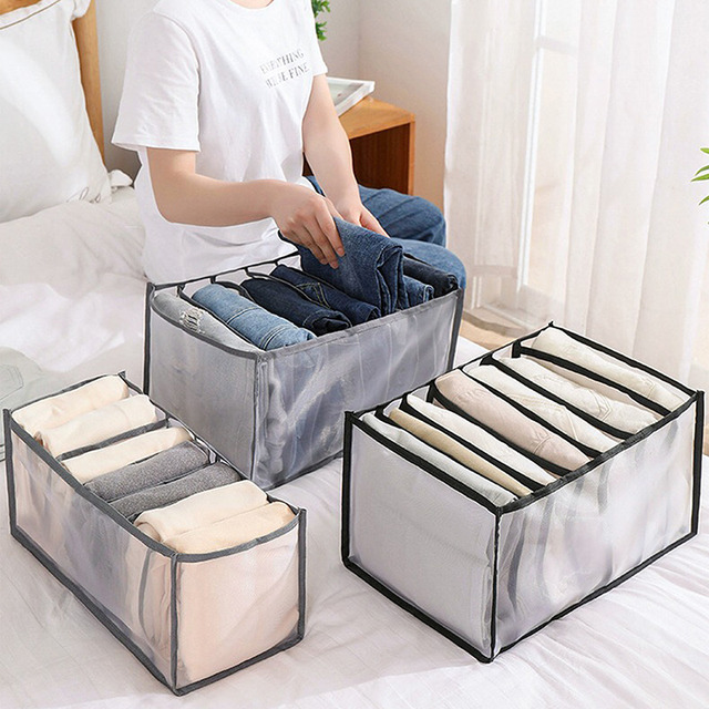 Dżinsowe pudełka do przechowywania bielizny i ubrań - organizator szufladowy z nylonowymi przegródkami - Wianko - 5