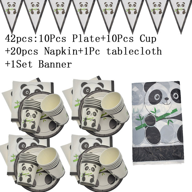 Panda na urodziny - zestaw jednorazowych naczyń i dekoracji - Wianko - 5