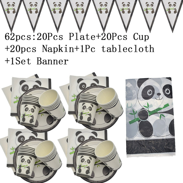 Panda na urodziny - zestaw jednorazowych naczyń i dekoracji - Wianko - 9