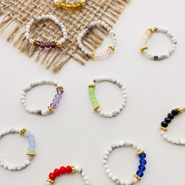 Nowe, kolorowe pierścienie z naturalnymi kamieniami i kryształami, wykonane ze stali nierdzewnej - regulowane, biżuteria Party 2021 - Wianko - 7