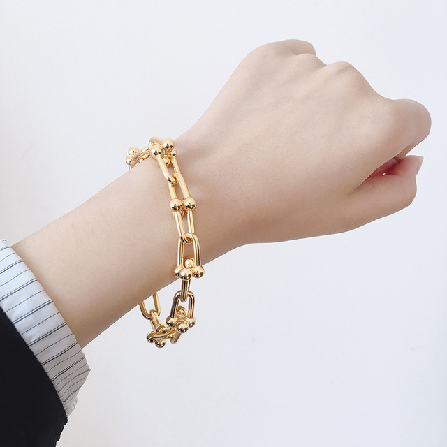 Bransoletka łańcuszkowa w kształcie litery U, różowe złoto: wysoka jakość, biżuteria Bijoux dla kobiet i mężczyzn (DJ1400) - Wianko - 6