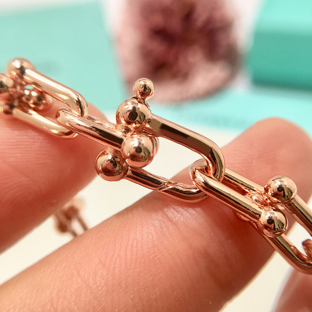 Bransoletka łańcuszkowa w kształcie litery U, różowe złoto: wysoka jakość, biżuteria Bijoux dla kobiet i mężczyzn (DJ1400) - Wianko - 5
