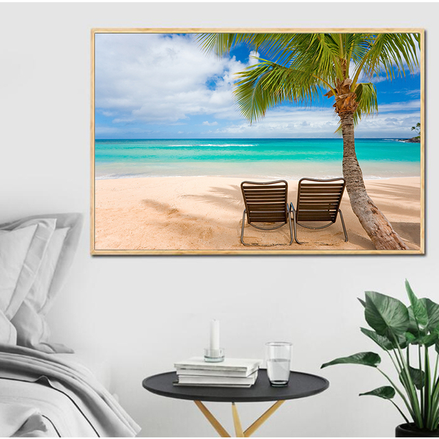Obraz dekoracyjny Bali słońce na plaży - HD wydruk na płótnie, modułowy obraz orzecha kokosowego, krajobraz z parkiem słoniowym - Wianko - 4