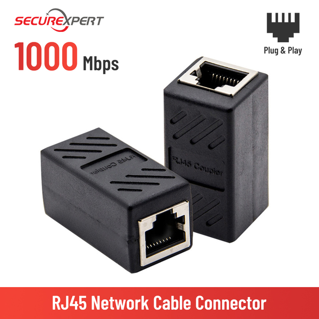 Przedłużacz sieci Ethernet RJ45 żeński na żeńskie złącze, 2 szt., Gigabit, extender adapter - Wianko - 1