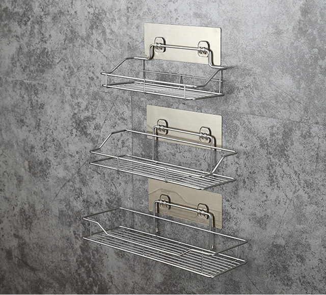 Półka na prysznic i przechowywanie ze stali nierdzewnej do łazienki i kuchni - S M L rozmiary - Wianko - 1