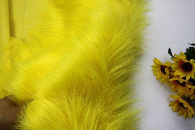 Pluszowe futro tkaniny na ubrania typu cosplay - 8cm długość, żółte, 1 metr long - Wianko - 16