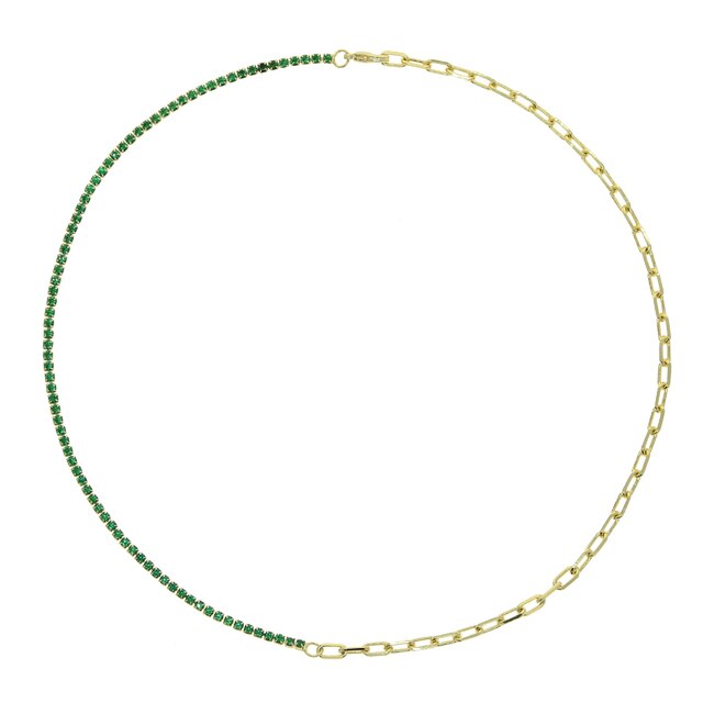 Czerwony, niebieski, zielony, biała cyrkonia - naszyjnik typu kostka tenis choker z pozłacanym łańcuszkiem dla kobiet - Wianko - 3