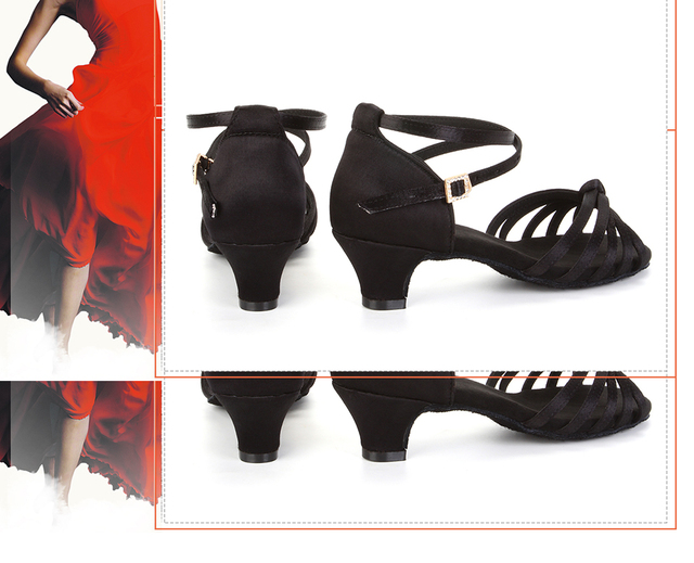 Profesjonalne buty do tańca latynoskiego i towarzyskiego dla kobiet - Tańcz w stylowych sandałach jedwabnych z obcasami 4.5CM! - Wianko - 5