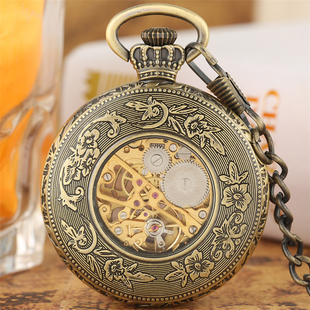 Zegarek kieszonkowy, styl Vintage, cyfry rzymskie, szkielet mechaniczny, ręczne naciąganie, wysoka jakość - biżuteryjny wisiorek - Wianko - 8