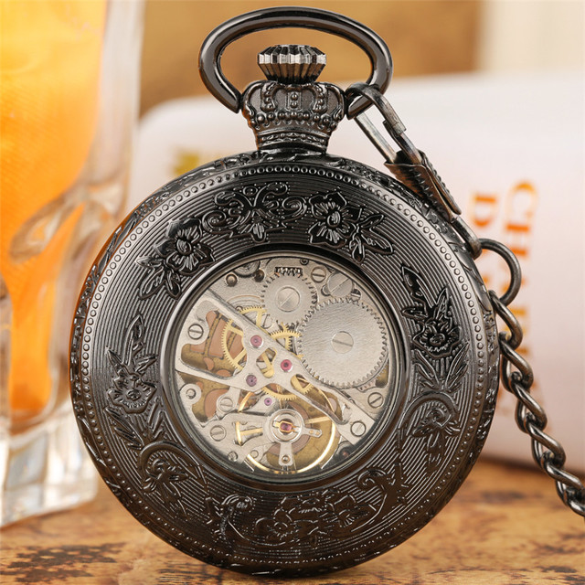 Zegarek kieszonkowy, styl Vintage, cyfry rzymskie, szkielet mechaniczny, ręczne naciąganie, wysoka jakość - biżuteryjny wisiorek - Wianko - 3