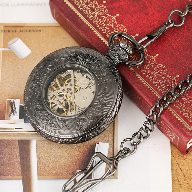 Zegarek kieszonkowy, styl Vintage, cyfry rzymskie, szkielet mechaniczny, ręczne naciąganie, wysoka jakość - biżuteryjny wisiorek - Wianko - 4