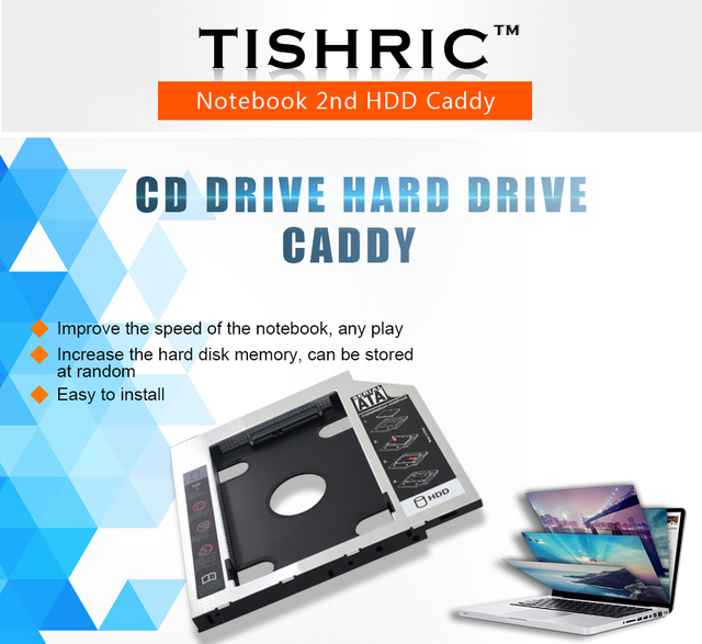 Obudowa dysku twardego TISHRIC HDD Caddy 9.5mm/12.7mm SATA do laptopa DVD/CD-ROM - Wianko - 1