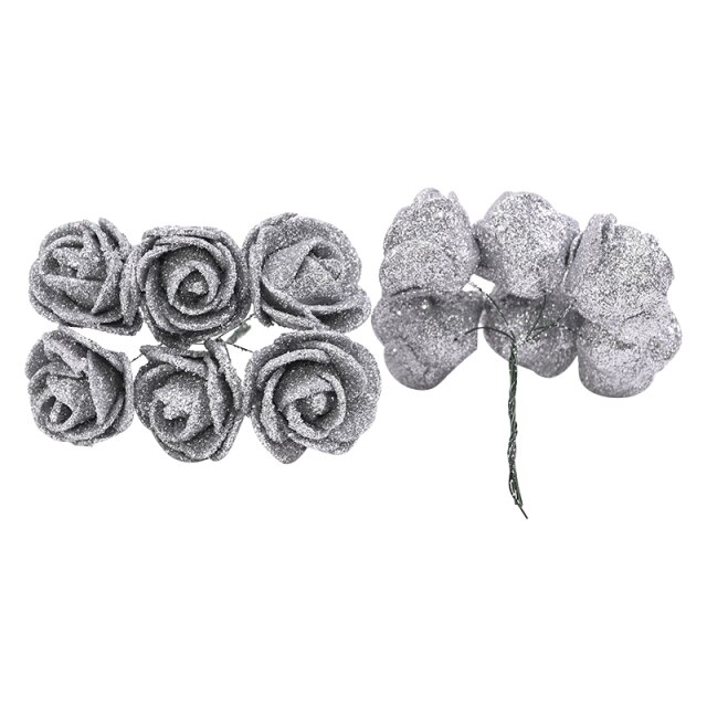 72 sztuki złoto srebro Glitter Foam Rose - sztuczne kwiaty do ślubnych dekoracji bukietów i wianków - pudełko dekoracyjne - Wianko - 10