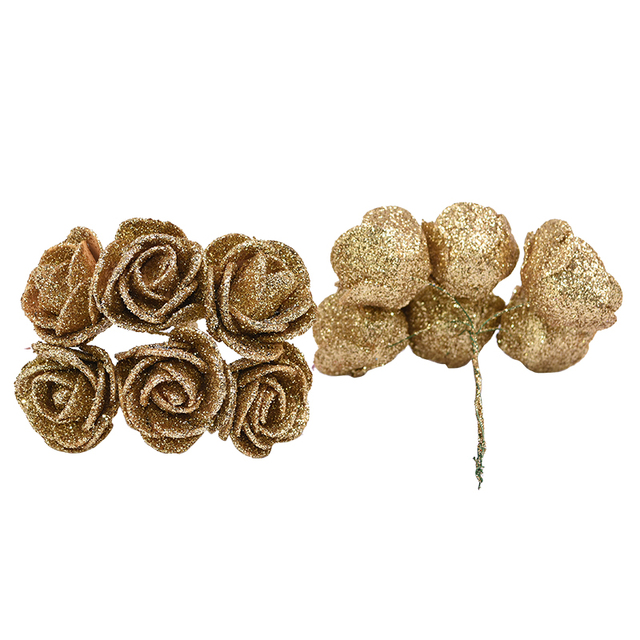72 sztuki złoto srebro Glitter Foam Rose - sztuczne kwiaty do ślubnych dekoracji bukietów i wianków - pudełko dekoracyjne - Wianko - 21