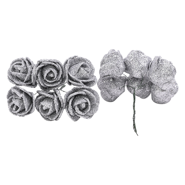 72 sztuki złoto srebro Glitter Foam Rose - sztuczne kwiaty do ślubnych dekoracji bukietów i wianków - pudełko dekoracyjne - Wianko - 22