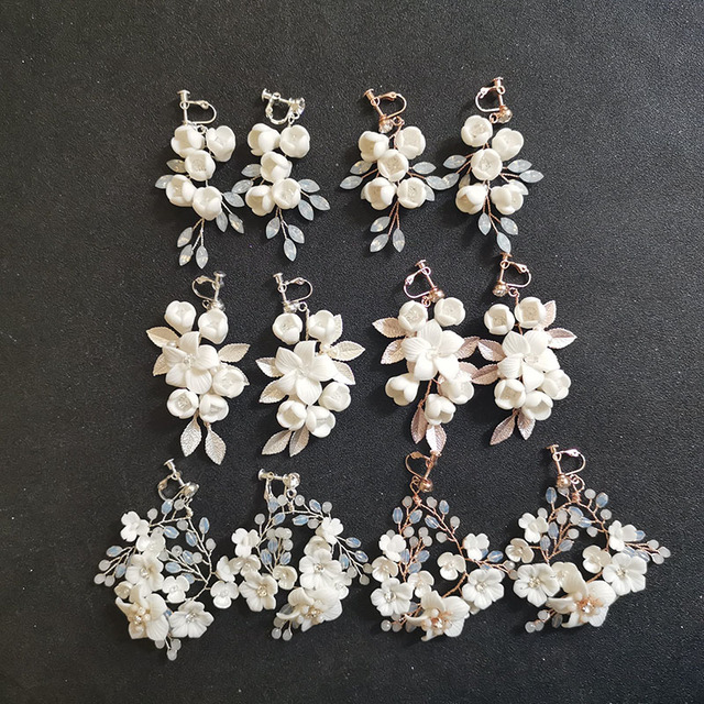 Kolczyki wiszące SLBRIDAL z ręcznie robionymi cyrkoniami, kryształami i perłami, w formie kwiatowego żyrandola na ślub, elegancka biżuteria dla kobiet - Wianko - 17