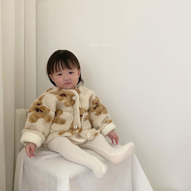 Zimowa bluza polarowa dziecięca z wzorem niedźwiedzia dla chłopców - Wianko - 2