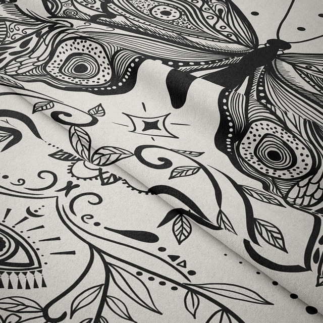 Boho Gobelin ściany w stylu Hippie z motylami, grzybami i liśćmi - dekoracja sypialni - Wianko - 8
