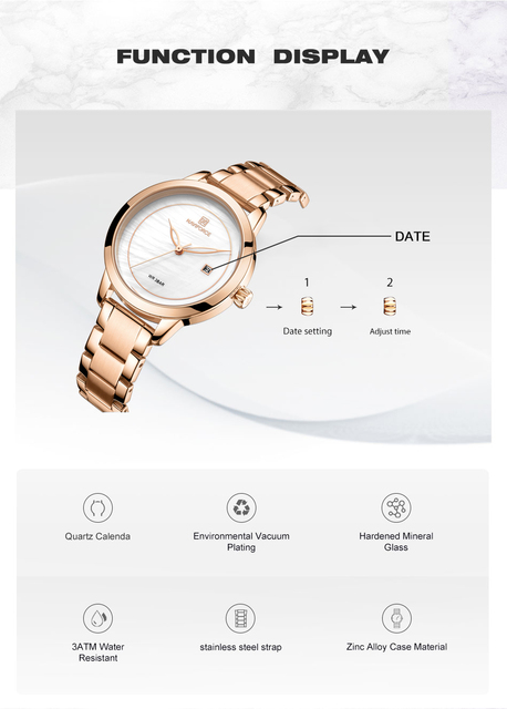NAVIFORCE luksusowy zegarek kwarcowy dla kobiet wodoodporny na rękę, modny relogio feminino - Wianko - 3