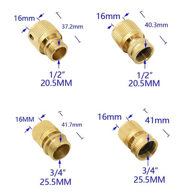 Trwały zestaw dwóch mosiężnych dysz do pistoletu wodnego z 1/2'' i 3/4'' złączem do węża ogrodowego, z wymiennym adapterem - Wianko - 6