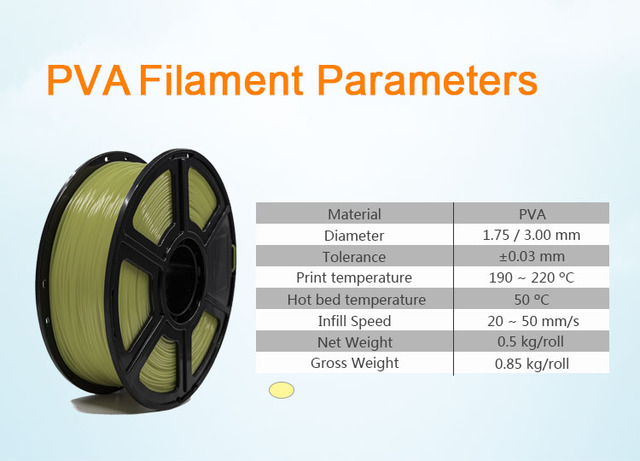 Drukarka 3D Filament PVA rozpuszczalny zmywalny - 0.5Kg, 1.75Mm - Wianko - 6