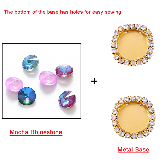 Brokat szklany do DIY 10mm i 12mm, okrągłe kamienie Mocha, kryształy do ręcznych robótek, materiały krawieckie - Wianko - 1