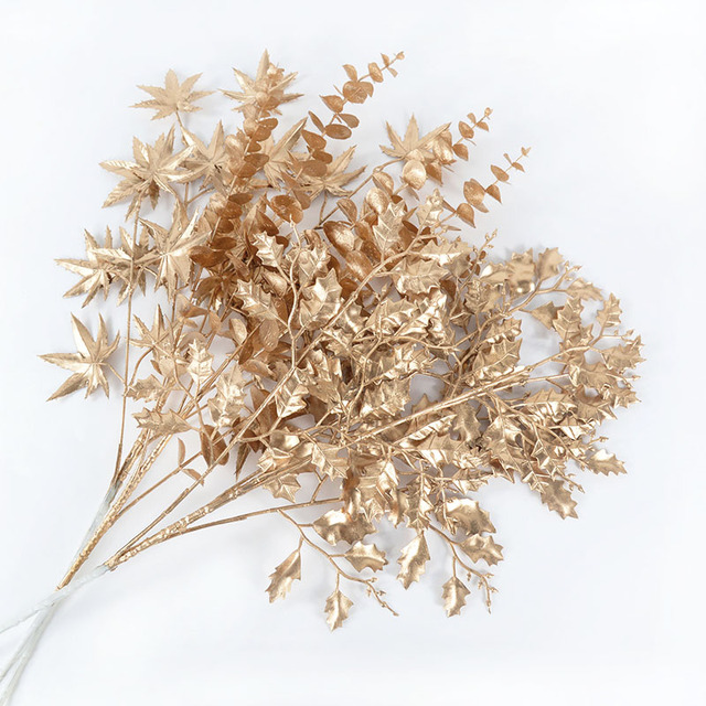 Sztuczne kwiaty koncentryczne Golden Series z liśćmi eukaliptusa - idealne na ślub i Boże Narodzenie - Wianko - 13