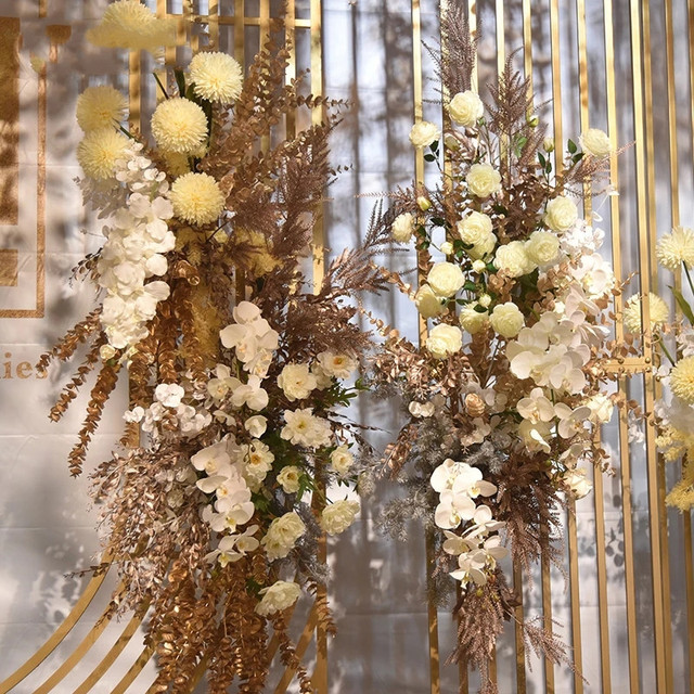 Sztuczne kwiaty koncentryczne Golden Series z liśćmi eukaliptusa - idealne na ślub i Boże Narodzenie - Wianko - 5