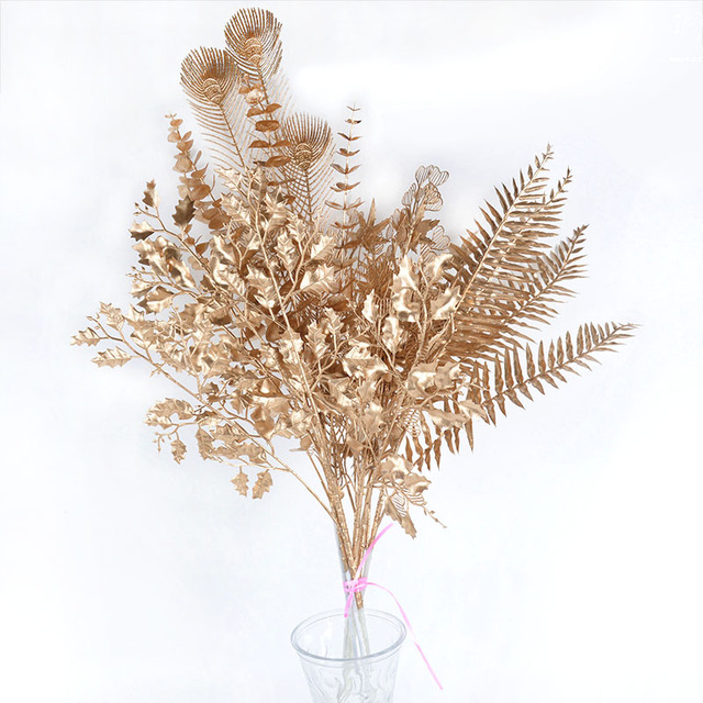 Sztuczne kwiaty koncentryczne Golden Series z liśćmi eukaliptusa - idealne na ślub i Boże Narodzenie - Wianko - 10