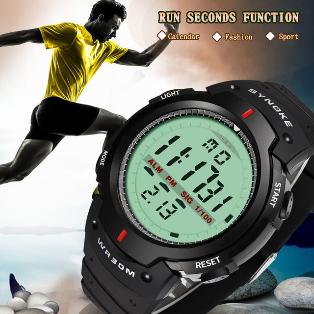 Męskie sportowe zegarki na rękę LED cyfrowe, wodoodporne do 30M z funkcją stopera - Wianko - 6