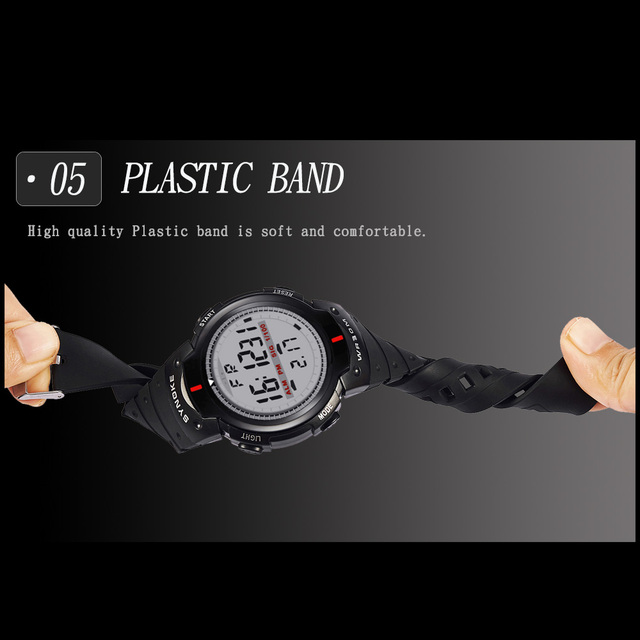 Męskie sportowe zegarki na rękę LED cyfrowe, wodoodporne do 30M z funkcją stopera - Wianko - 14
