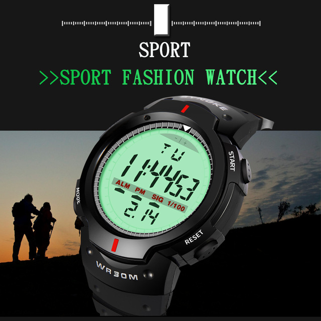 Męskie sportowe zegarki na rękę LED cyfrowe, wodoodporne do 30M z funkcją stopera - Wianko - 1