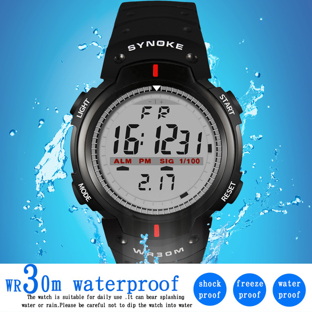 Męskie sportowe zegarki na rękę LED cyfrowe, wodoodporne do 30M z funkcją stopera - Wianko - 3