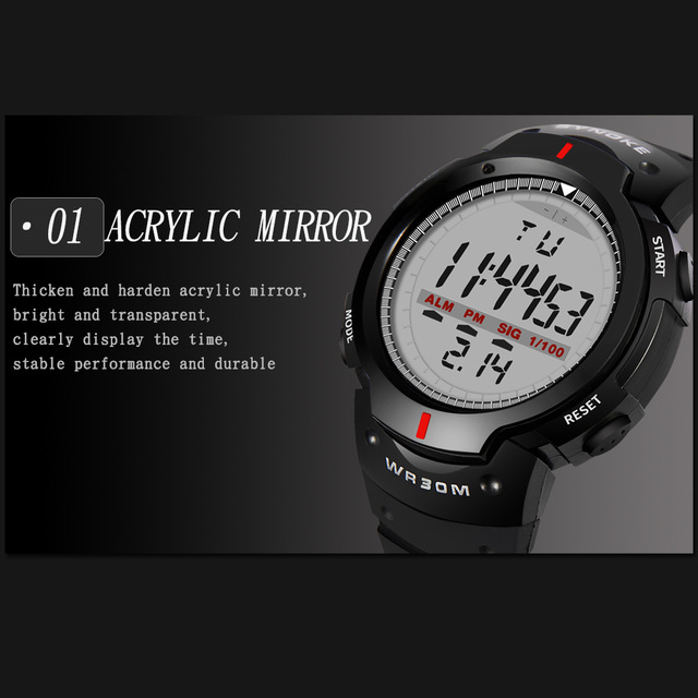 Męskie sportowe zegarki na rękę LED cyfrowe, wodoodporne do 30M z funkcją stopera - Wianko - 10