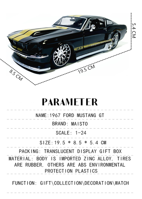 Model samochodu Ford Mustang GT 1967 1:24 - idealna dekoracja kolekcjonerska - Wianko - 11