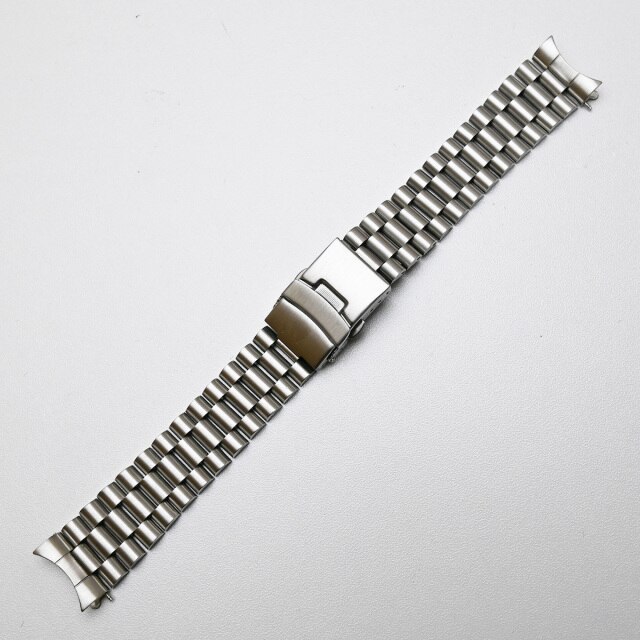 Pasek ze stali nierdzewnej z zakrzywionym końcem do zegarka SKX009 20mm 22mm, z krotnym zapięciem na klamrę - srebrny/czarny, tiseiko sot - Wianko - 5