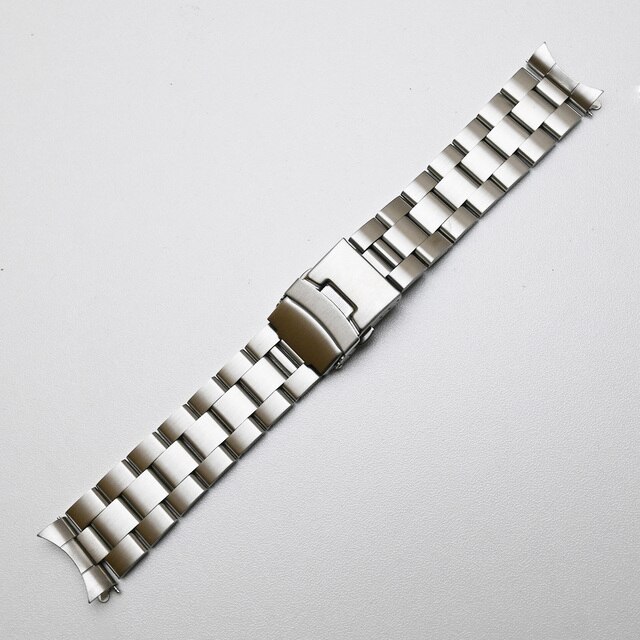 Pasek ze stali nierdzewnej z zakrzywionym końcem do zegarka SKX009 20mm 22mm, z krotnym zapięciem na klamrę - srebrny/czarny, tiseiko sot - Wianko - 16