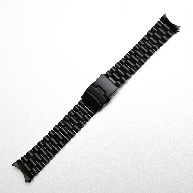 Pasek ze stali nierdzewnej z zakrzywionym końcem do zegarka SKX009 20mm 22mm, z krotnym zapięciem na klamrę - srebrny/czarny, tiseiko sot - Wianko - 4
