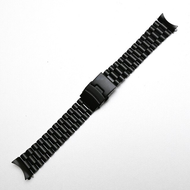 Pasek ze stali nierdzewnej z zakrzywionym końcem do zegarka SKX009 20mm 22mm, z krotnym zapięciem na klamrę - srebrny/czarny, tiseiko sot - Wianko - 14
